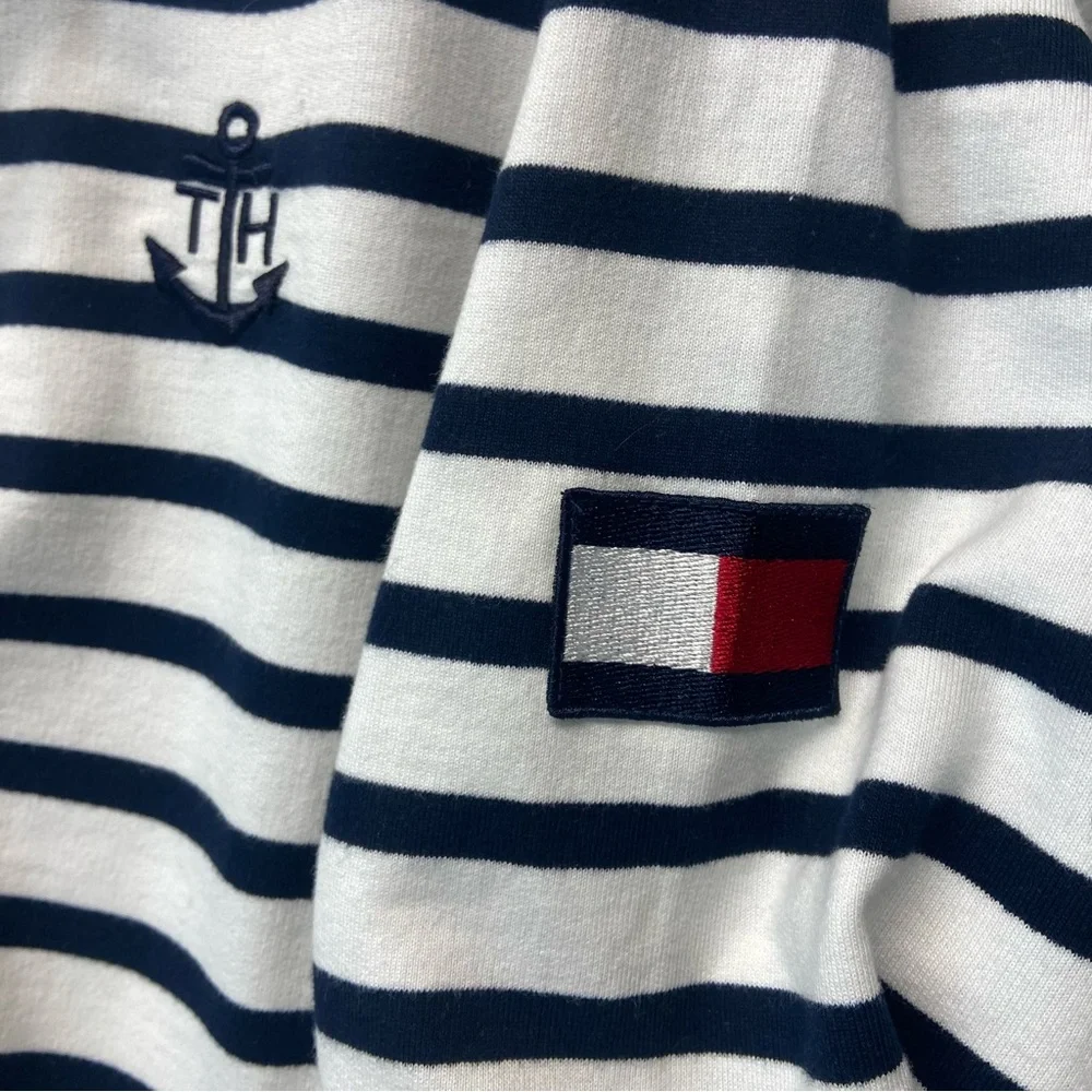 Tommy Hilfiger Nautical White Navy Stripped Zipper Front Hoddie - Picture 5 of 9